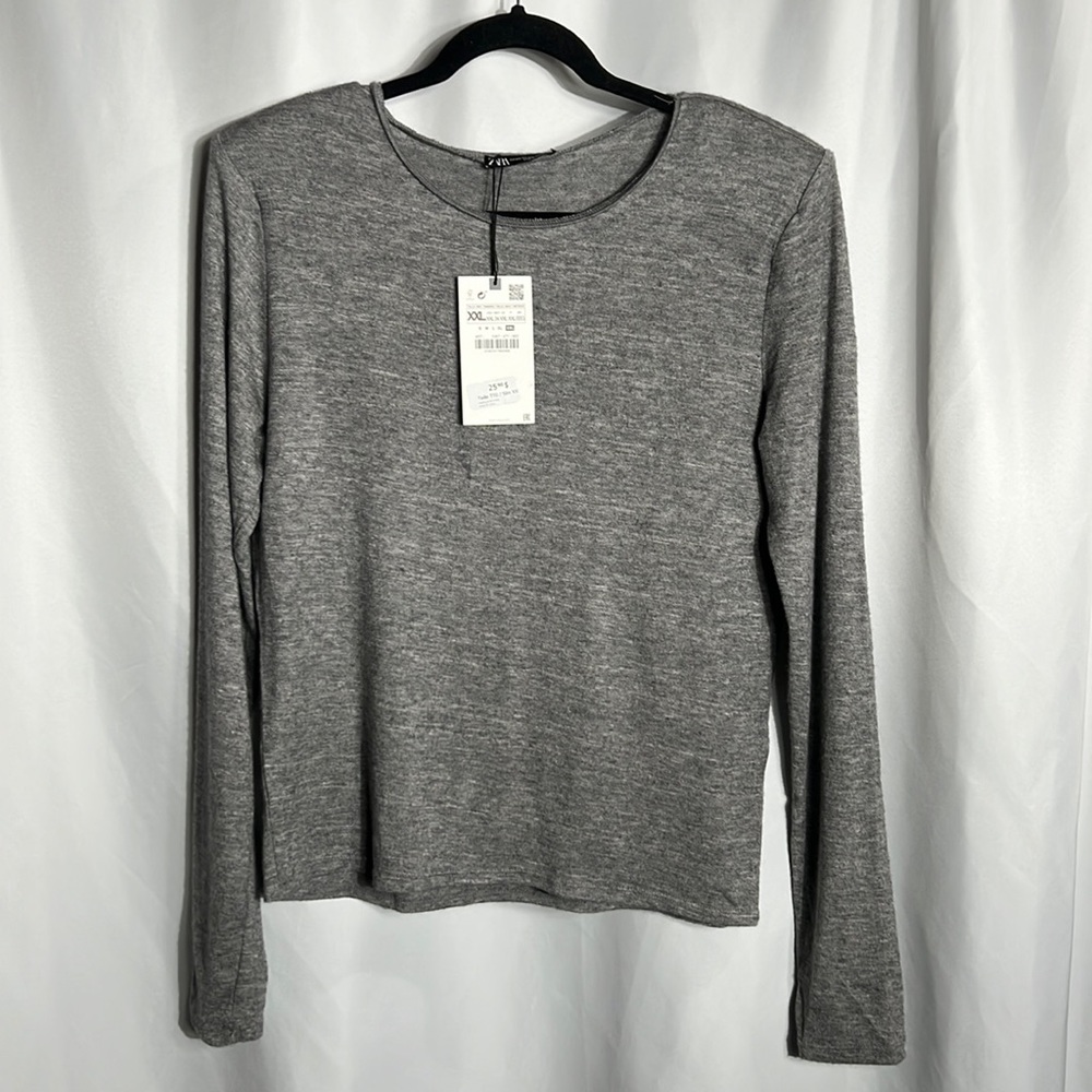 *NWT* ZARA Grey light knit fitted sweater XXL